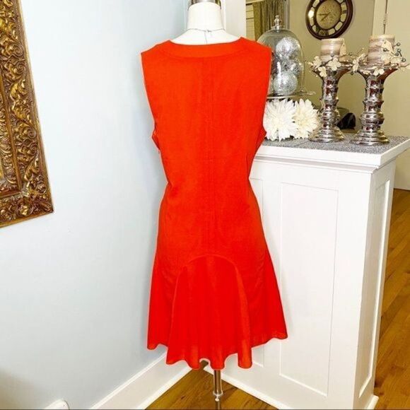 J. Crew Red V Neck Sleeveless Dress Flounce Hem 8 Medium - Picture 5 of 8